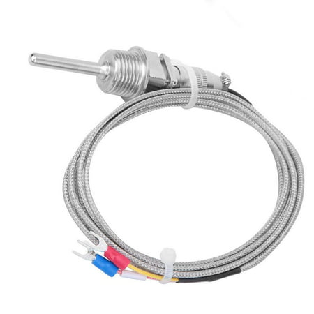 6.6ft Cable K-Type Temperature Sensor RTD Stainless Steel high Measuring precisionThermocouple Temperature Probe 1/2 NPT Detachable 3-Pin Connector with 2m